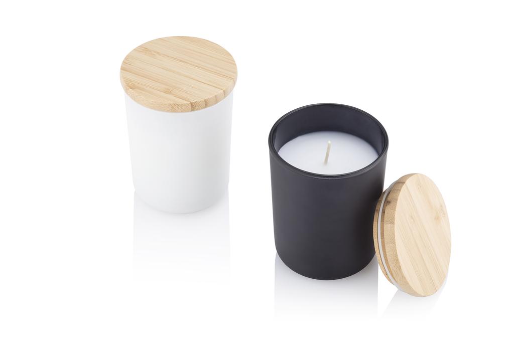 Arabic Oudh Scented Glass Candle with Bamboo Lid - White