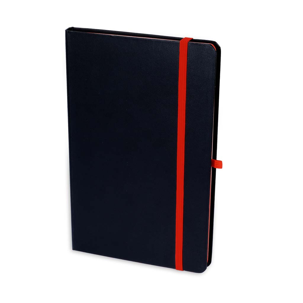 A5 Hardcover Ruled Notebook Black - Orange