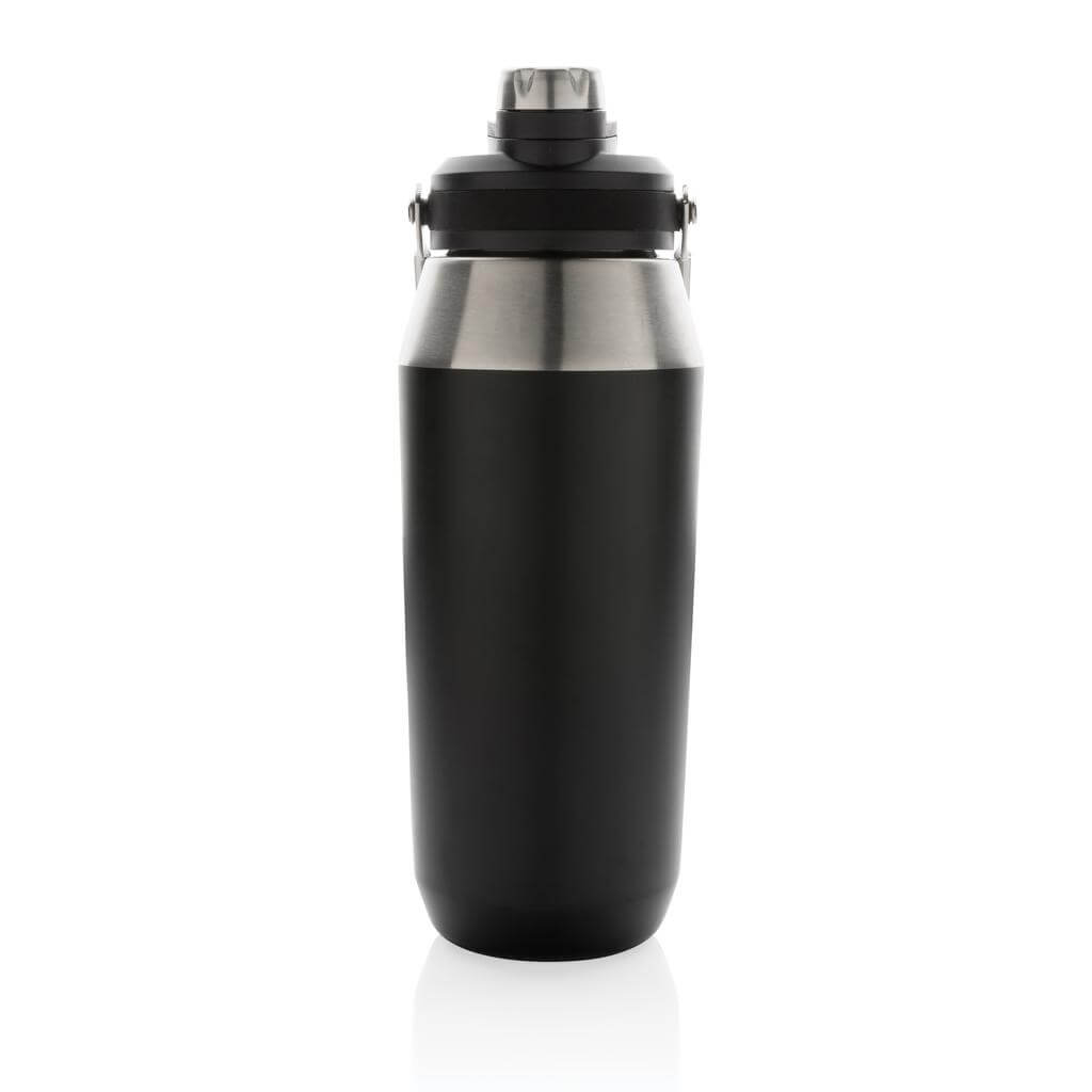 Vacuum Bottle with Solid Handle and Dual Lid - 1L - Black