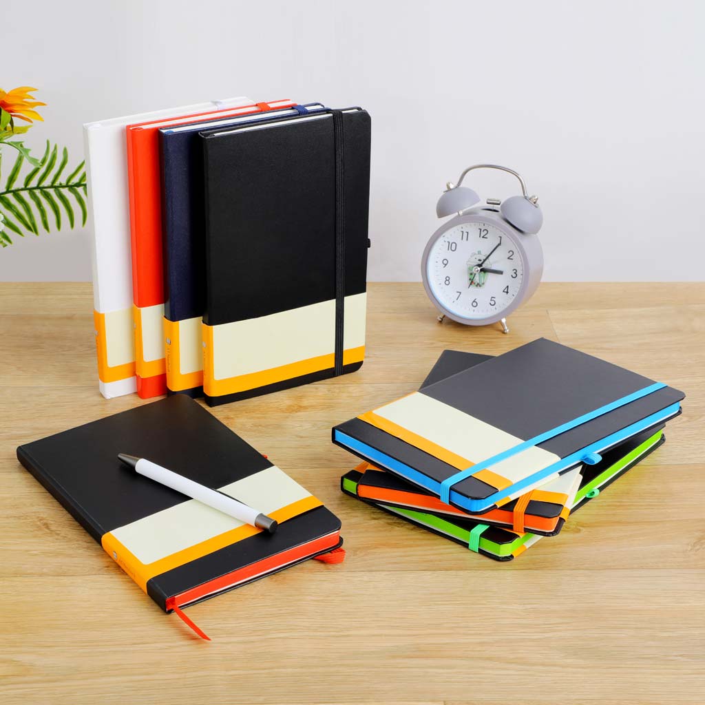 A5 Hardcover Ruled Notebook Black - Orange