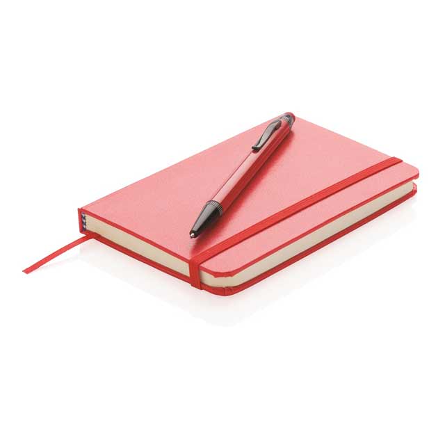 A6 Hard Cover Notebook With Stylus Pen - Red