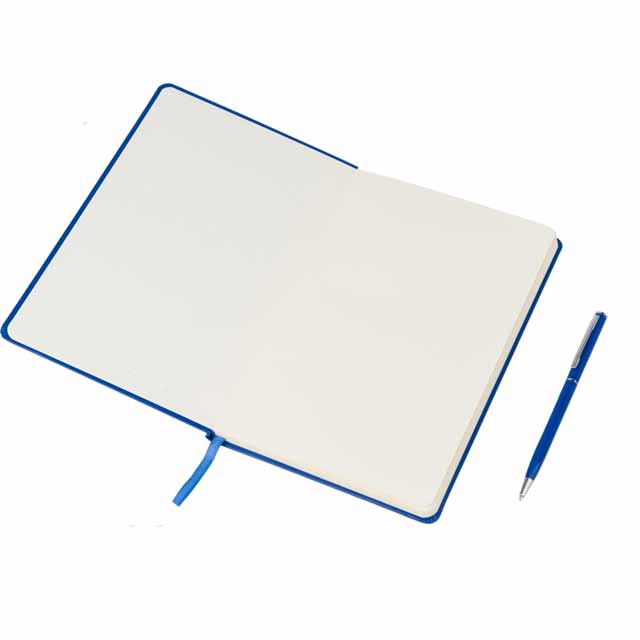 A5 Hard Cover Notebook with Metal Pen - Blue