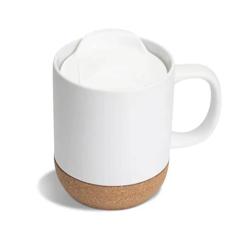 Ceramic Mug with Cork and Lid - White