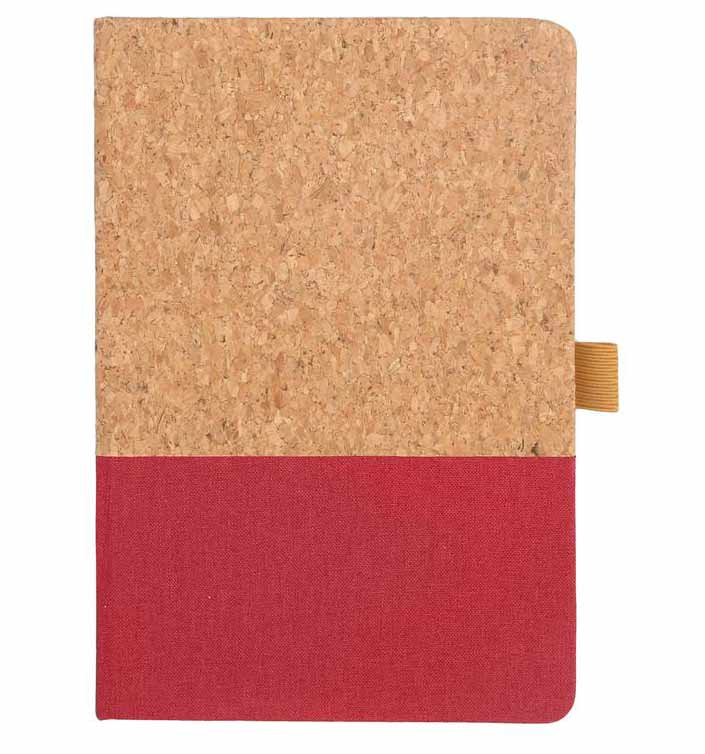 A5 Cork Fabric Hard Cover Notebook and Pen Set - Red