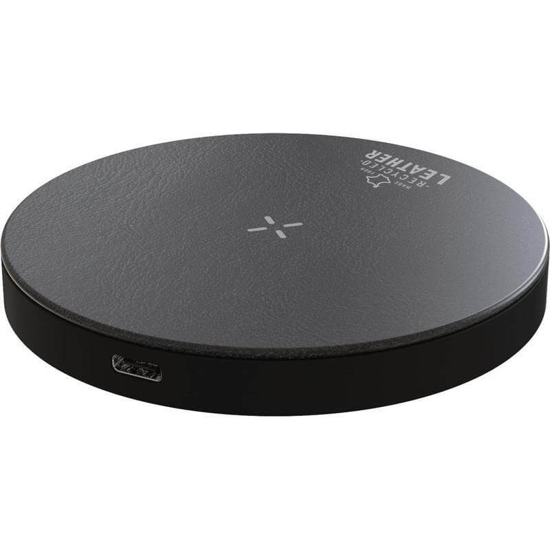 Recycled Leather 15W Wireless Charger - Black