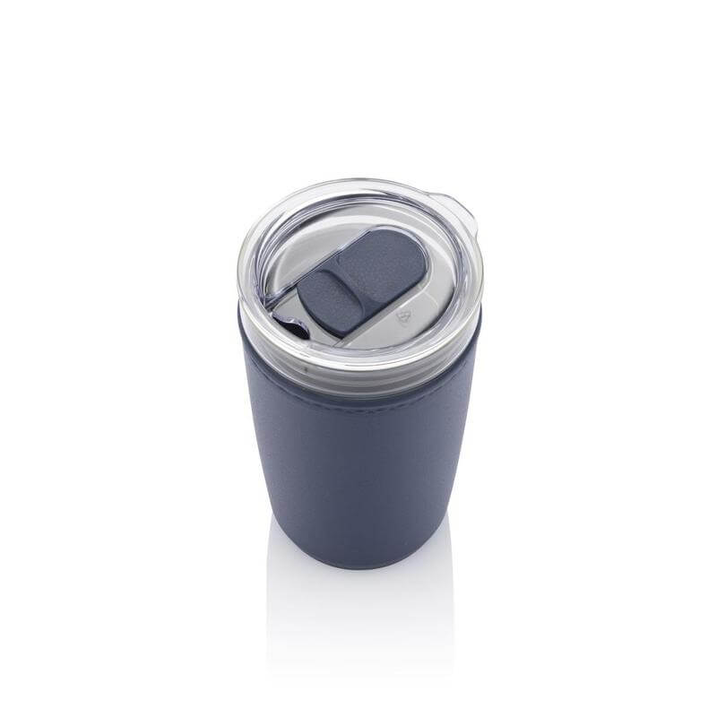 Glass Tumbler with Recycled Protective Sleeve - Blue