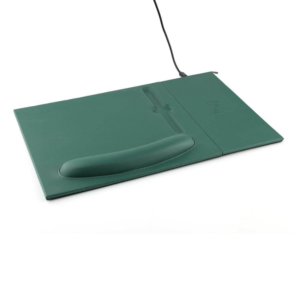 10W Wireless Charger PU Mouse Pad - Dark Green