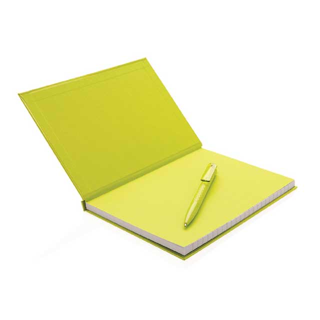 A5 Hard Cover Notebook With Pen - Lime