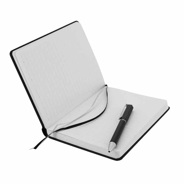 Set Of PU Thermo Notebook And Pen - Black