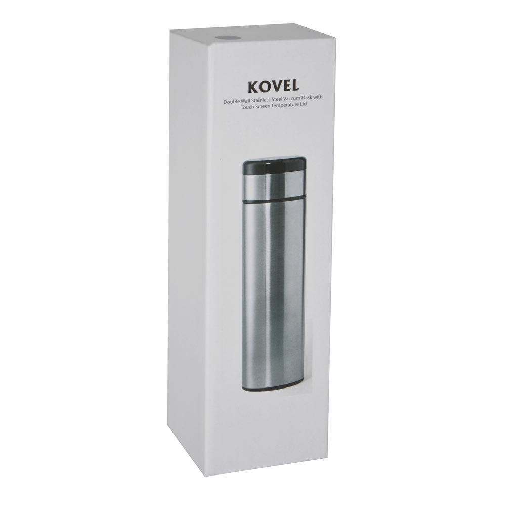 Double Walled Insulated Flask with Temperature Lid - Silver