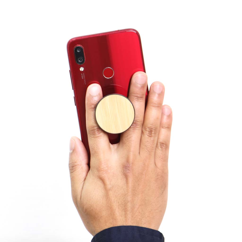 Phone Pop Grip with Bamboo Surface