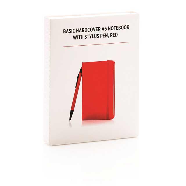 A6 Hard Cover Notebook With Stylus Pen - Red