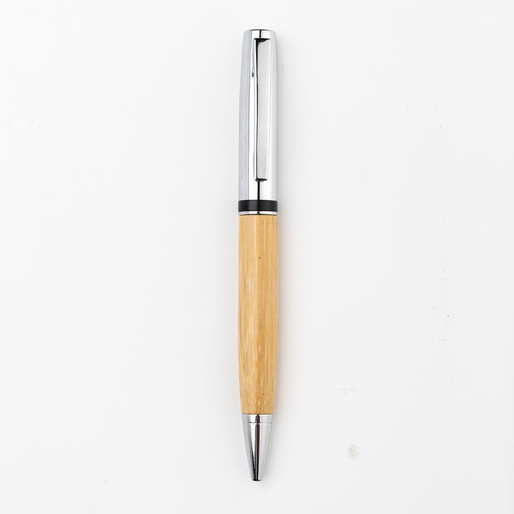 Metal Pen with Bamboo Barrel - Natural