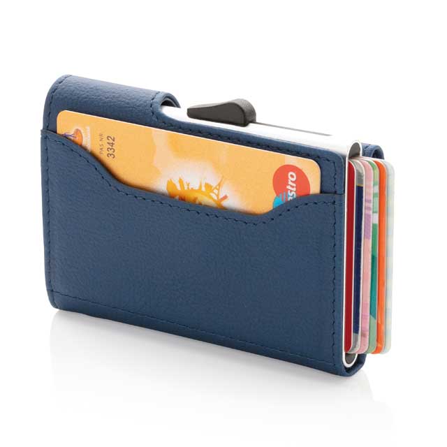C-secure PU RFID Card Holder & Wallet Navy Blue