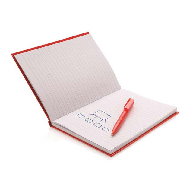 A5 Hard Cover Notebook With Pen - Red