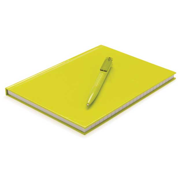 A5 Hard Cover Notebook With Pen - Lime