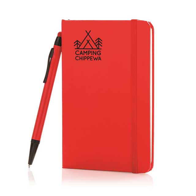 A6 Hard Cover Notebook With Stylus Pen - Red