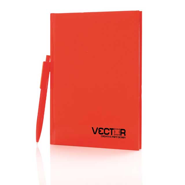 A5 Hard Cover Notebook With Pen - Red