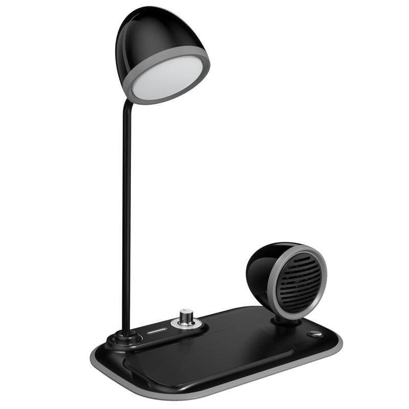 Wireless Charger Lamp with Speaker 3 in 1 - Black