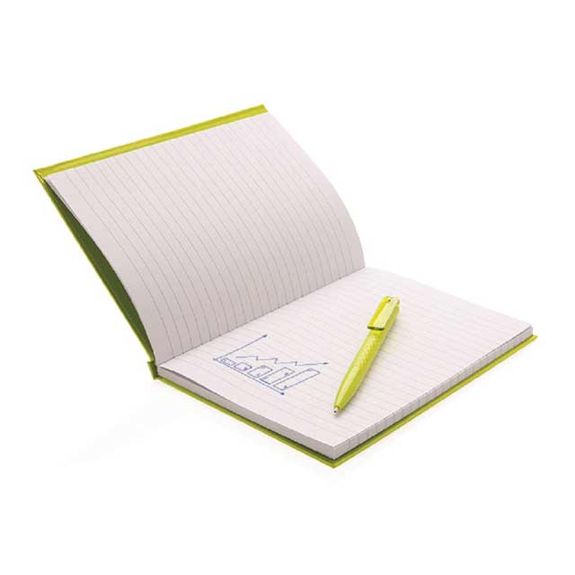 A5 Hard Cover Notebook With Pen - Lime